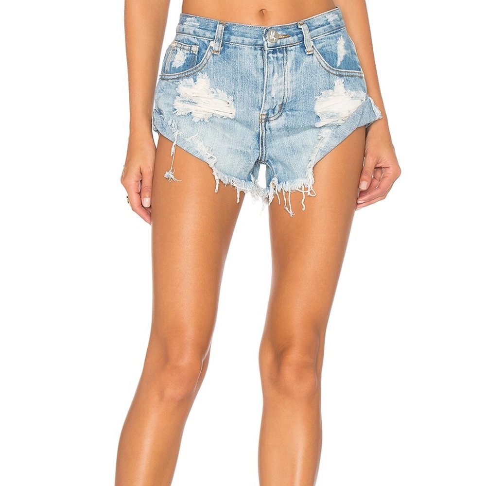 One Teaspoon Bandits Denim Shorts — Hendrix Destroyed Wash